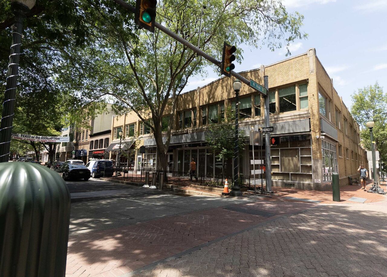 The building at 5 West Gay Street, seen across the brick crosswalk from the corner of High and Gay Streets in downtown West Chester